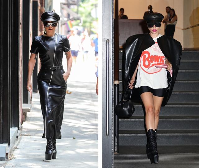 Lady Gaga身高不够鞋底凑，脚蹬黑色驴蹄鞋，155cm穿出170的感觉